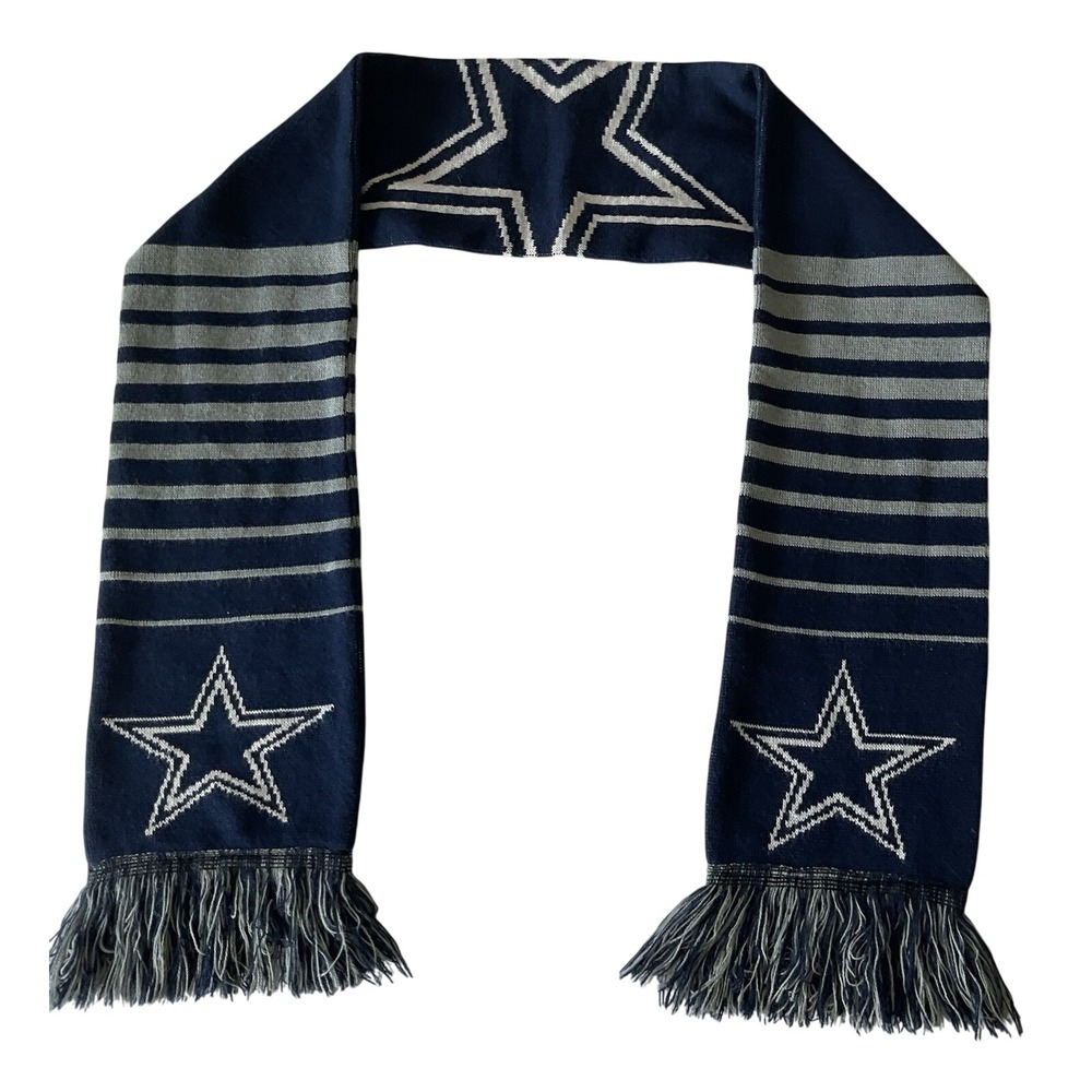Dallas Cowboys Gray Blue Scarf‎ Knit Winter Neck - Double Sided Big Team Logo